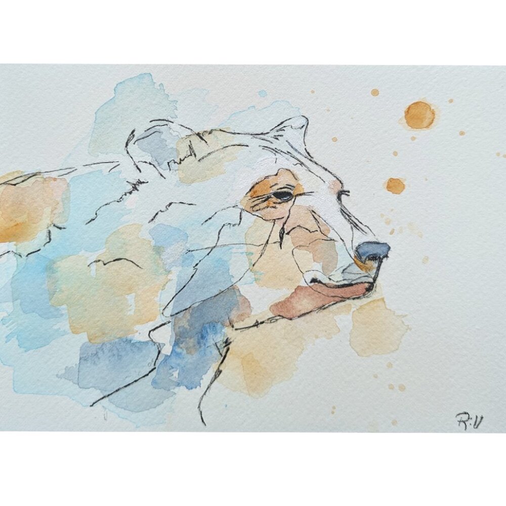 Original Bear Painting on Watercolor Paper